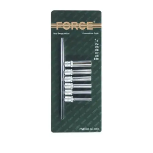 Σετ 6 Καρυδάκια 1/4 Θηλυκά Torx Μακριά Force 2062
