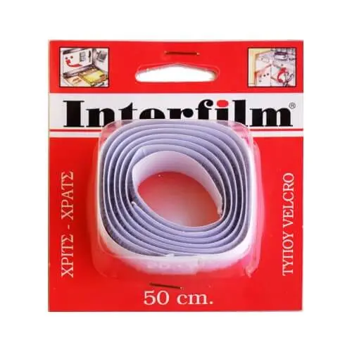 Αυτοκόλλητη Ταινία Velcro 'Χριτς-Χρατς' 50cm Λευκή Interfilm