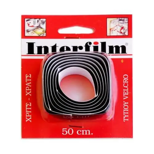 Αυτοκόλλητη Ταινία Velcro 'Χριτς-Χρατς' 50cm Μαύρη Interfilm