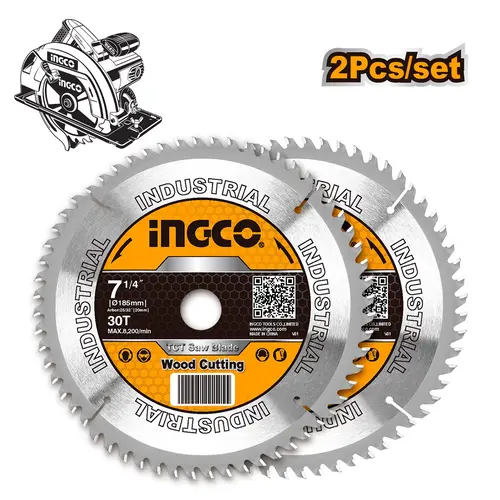ΣΕΤ 2 ΔΙΣΚΟΙ ΚΟΠΗΣ ΞΥΛΟΥ 185MM INGCO TSB118510
