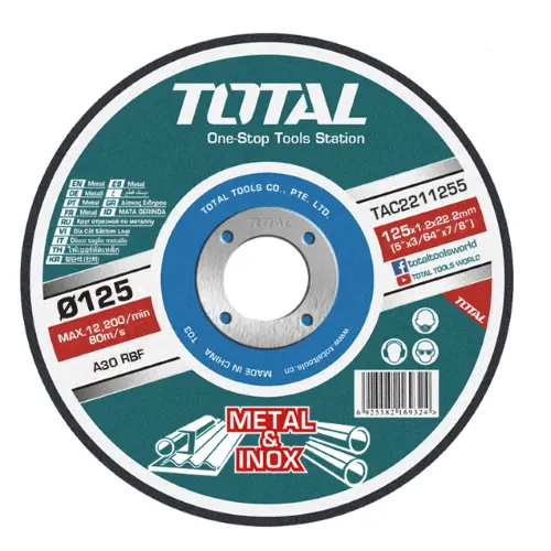 Σετ 10 Δίσκοι Κοπής Inox - Μετάλλου 125x1.2mm Total TAC2211255