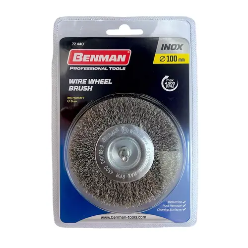 Συρματόβουρτσα με Αξονάκι Inox 100mm Benman