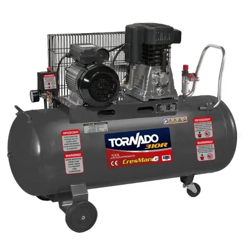 Αεροσυμπιεστής 100Lt 4Hp Cresman Tornado (310R)