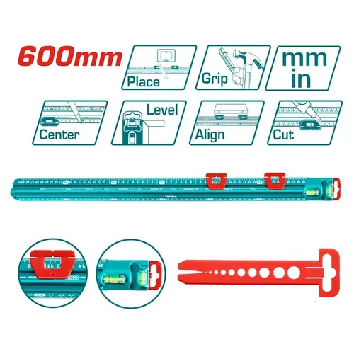 Χάρακας Αλουμινίου με 2 Μάτια 60cm Total (TMT646003)