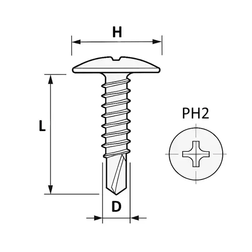 Αυτοδιάτρητες Σταυρού Truss Λευκές (Din 7504T)