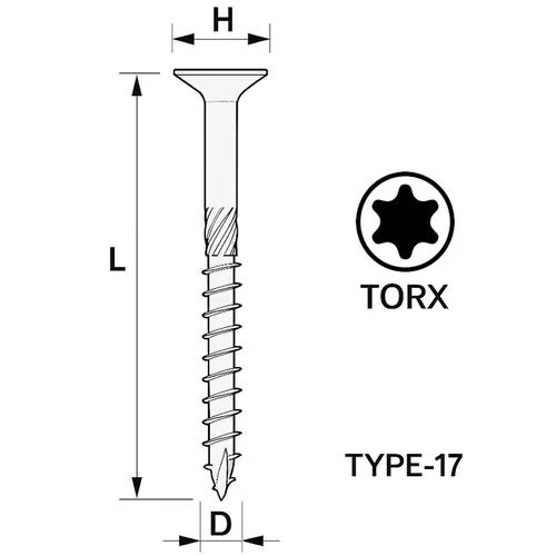Ξυλόβιδες Torx Φρεζάτες Type-17 Γαλβανιζέ