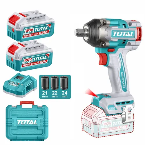 Μπουλονόκλειδο 1/2 20V 2x4Ah 550Nm Total (TIWLI2055E)