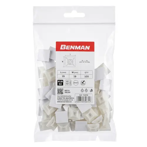 Βάσεις Δεματικών Αυτοκόλλητες 19x19mm 100τεμ. Benman (70874)