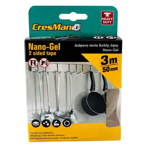 Αυτοκόλλητη Ταινία Διπλής Όψης Διάφανη 3m x 50mm Cresman (07310)