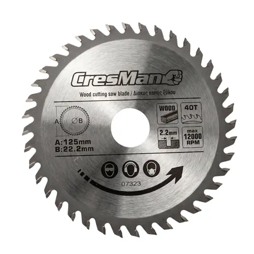 Δίσκος Κοπής Ξύλου 125mm 40Δ Cresman (07323)