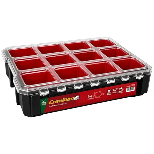 Ταμπακιέρα Εργαλείων Αδιάβροχη 440x354x106mm 2+9 Θέσεων Cresman (14070)