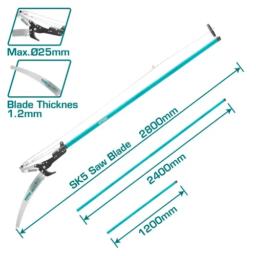 Τηλεσκοπικό Ψαλίδι & Πριόνι Κλάδου 120-280cm 25mm Total (THEPS25281)